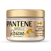 Pantene Miracle Rescue Mask bottle showing deep conditioning for dry damaged hair.