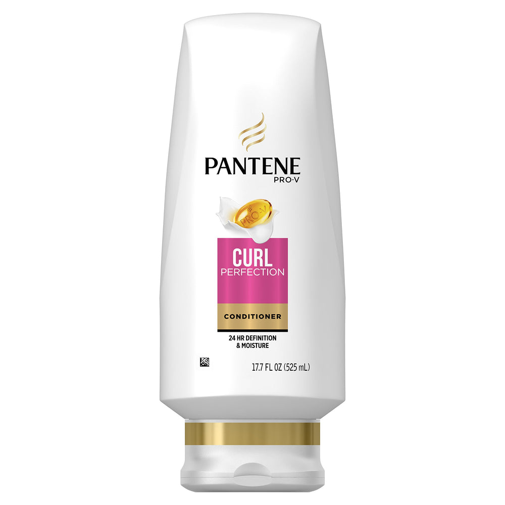 Pantene Pro-V Curl Perfection Conditioner bottle shows frizz control for defined curls.