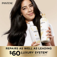 Pantene Pro-V nutrients bottle showcases Vitamin B5 support for hair.