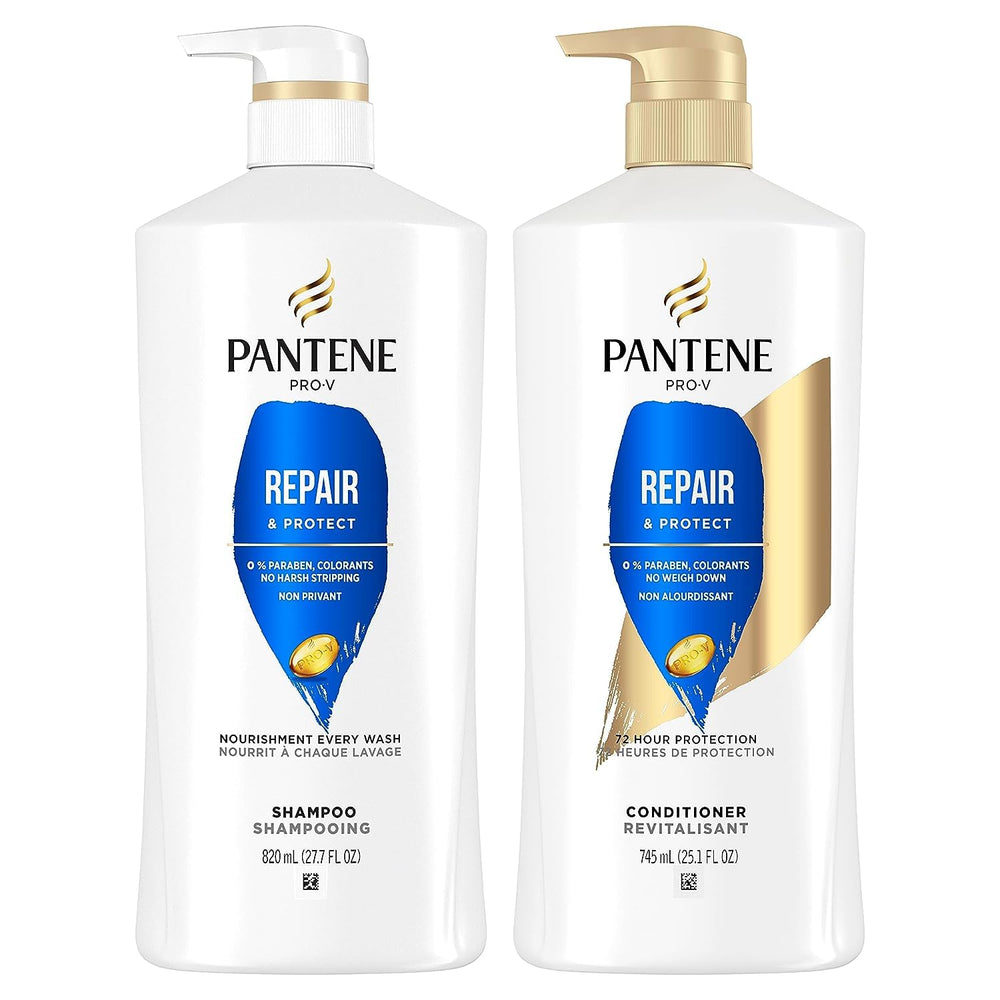 Pantene Pro-V Repair Shampoo bottle close-up for color-safe cleansing