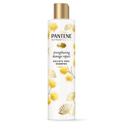 Pantene sulfate-free shampoo bottle showing gentle cleanse for color-treated hair.