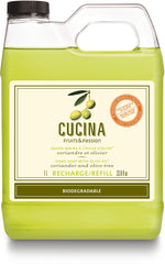 PANZERR Cucina coriander-olive-tree bottle with Mediterranean aroma for kitchen handwashing rituals.
