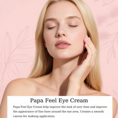 papafeel 5D peptide eye cream jar closeup for hydration and under-eye brightening
