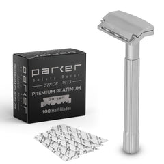 Parker SoloEdge magnetic head close-up for effortless blade loading and precise shaves.