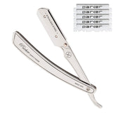 Parker SRX all stainless steel razor demonstrates durable construction for precise wet shaving.
