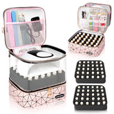 Partreko clear nail polish organizer in pink showcases 60-bottle capacity for home or travel storage.