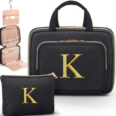Partylamb initial toiletry bag embroidery closeup showcases durable personalized lettering for thoughtful gifts.