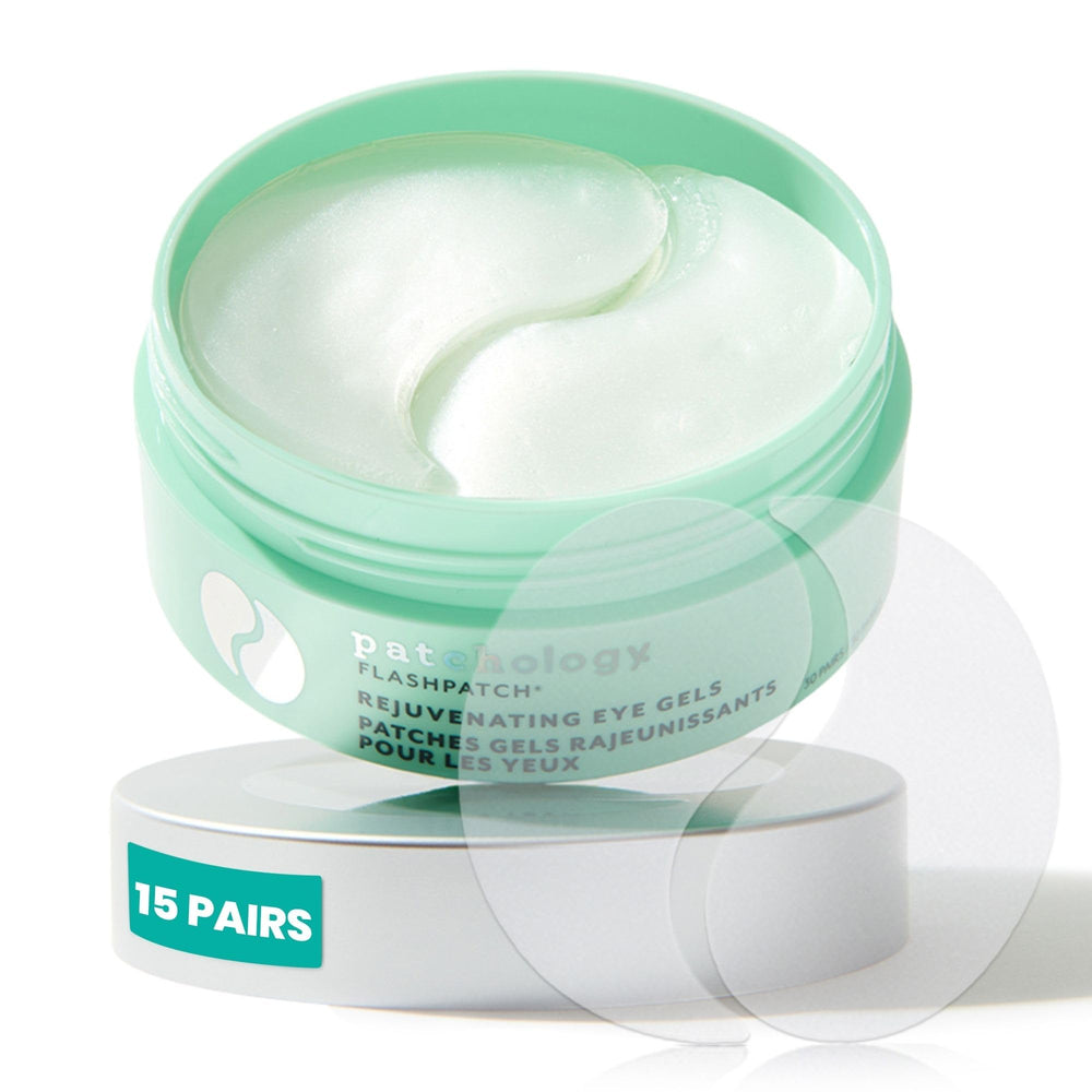 Patchology rejuvenating under-eye patches in a pack for refreshed, bright eyes.