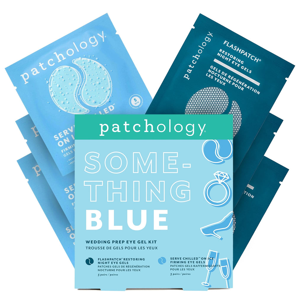 Patchology Something Blue gift box packaging offers a ready bridal skincare gift for pre-wedding pampering