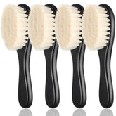 Patelai barber fade brush set wooden handle closeup shows ergonomic grip for precise styling