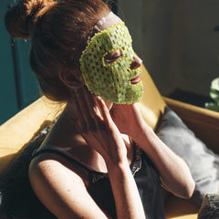 Patelai Jade Mask worn on face showing comfortable fit for most users.