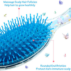 Patelai kids wet hair brush unicorn glitter design for detangling fun