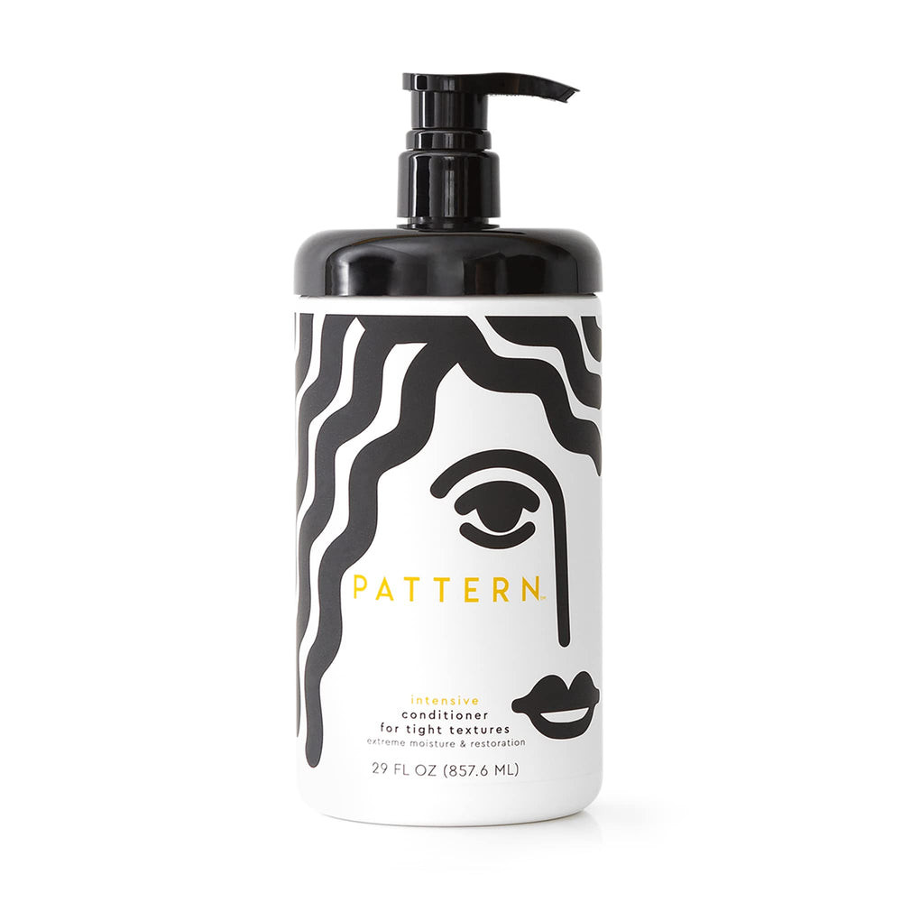 PATTERN Intensive Conditioner bottle pour for deep hydration in tight curls.