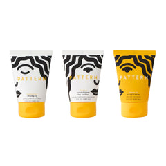 PATTERN Hydration Shampoo 3oz bottle pictured offers moisture boost for daily curls.