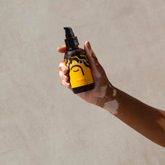 PATTERN olive oil pump bottle demonstrates shine boost without weighing down