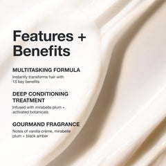 Paul Mitchell 15-In-1 Mask before and after showcasing smoother strands