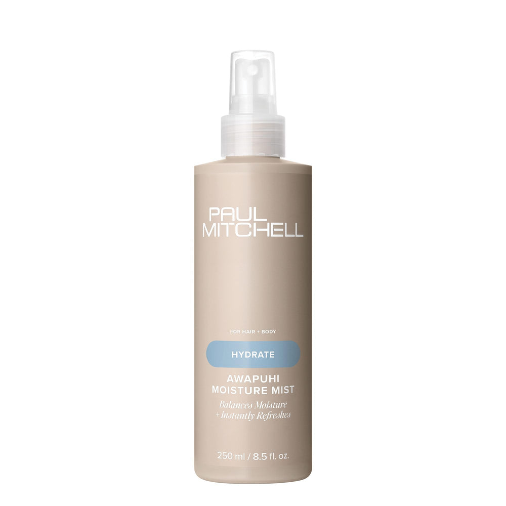 Paul Mitchell Awapuhi Moisture Mist bottle for all-over hydration on hair and skin.