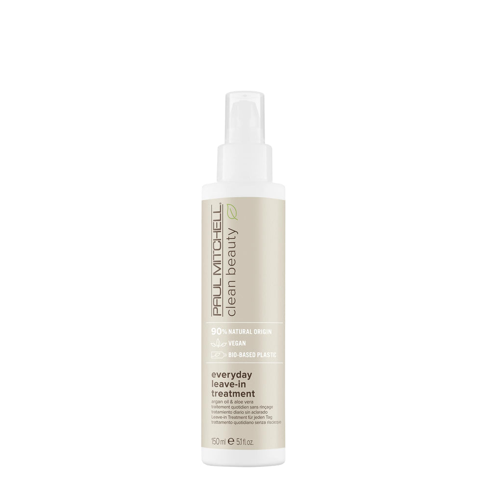 Paul Mitchell Clean Beauty Everyday Leave-In bottle shows lightweight hydration for all hair types