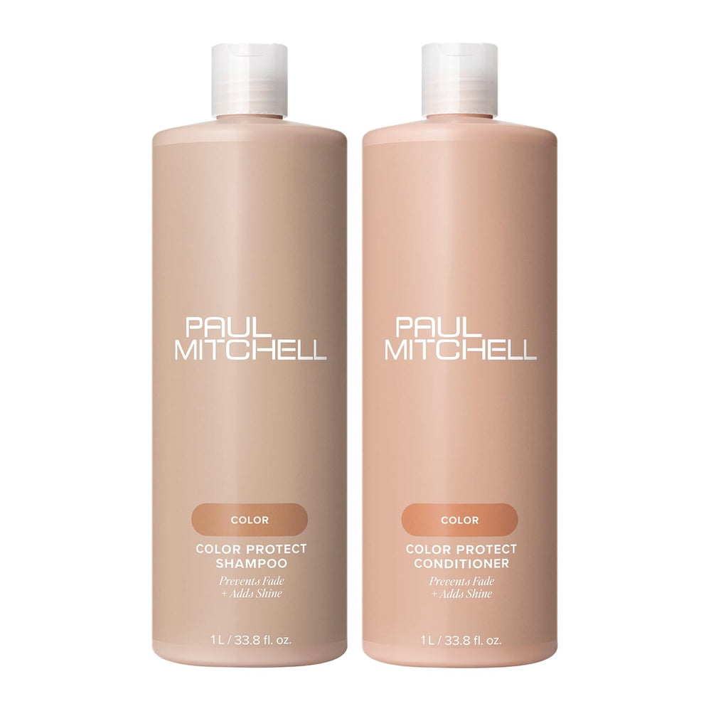 Paul Mitchell Color Protect Shampoo bottle emphasizes color retention and UV protection for color-treated hair
