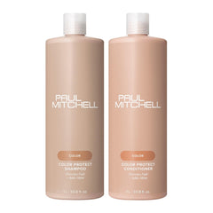 Paul Mitchell Color Protect Shampoo bottle emphasizes color retention and UV protection for color-treated hair
