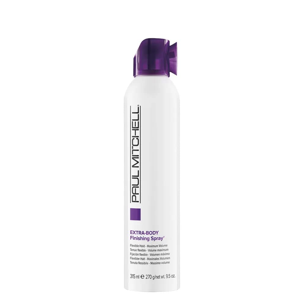 Paul Mitchell Extra-Body Hairspray spray-dispense for fast-drying, flexible hold.