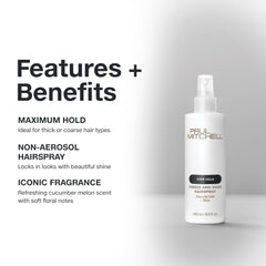 Paul Mitchell Freeze and Shine finish highlights high shine on coarse hair.