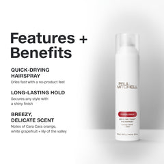 Paul Mitchell Hold Me Tight drying process keeps hair light with lasting control.