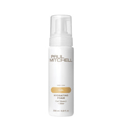 Paul Mitchell Hydrating Foam bottle closeup for moisture-rich styling.