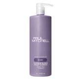 Paul Mitchell Platinum Blonde Violet Shampoo bottle reduces brass with violet tint.