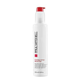 Paul Mitchell Round Trip serum bottle demonstrates flexible hold for defined curls.