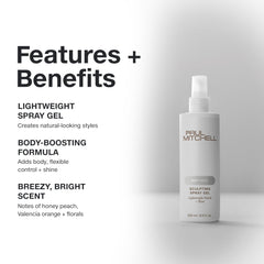Paul Mitchell Soft Sculpting Spray Gel on hair for flexible control.