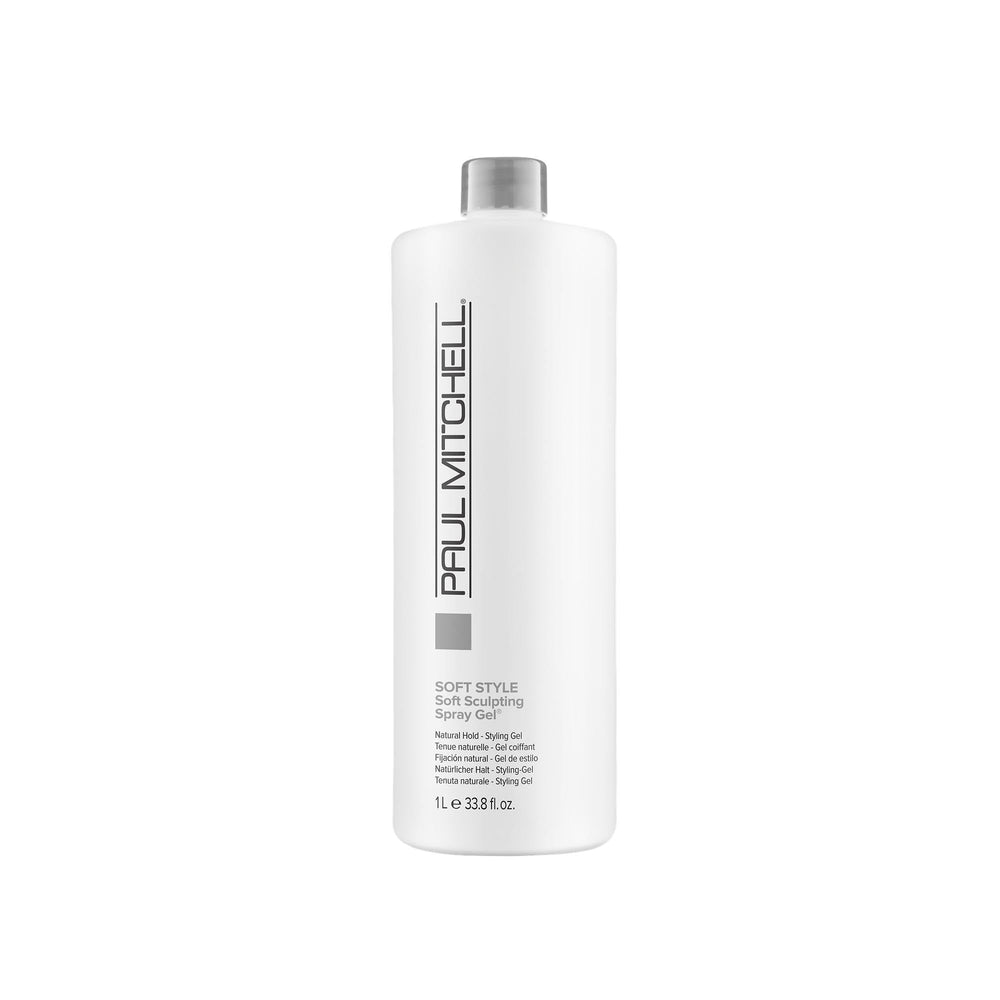 Paul Mitchell Soft Sculpting Spray Gel bottle shows natural hold and shine