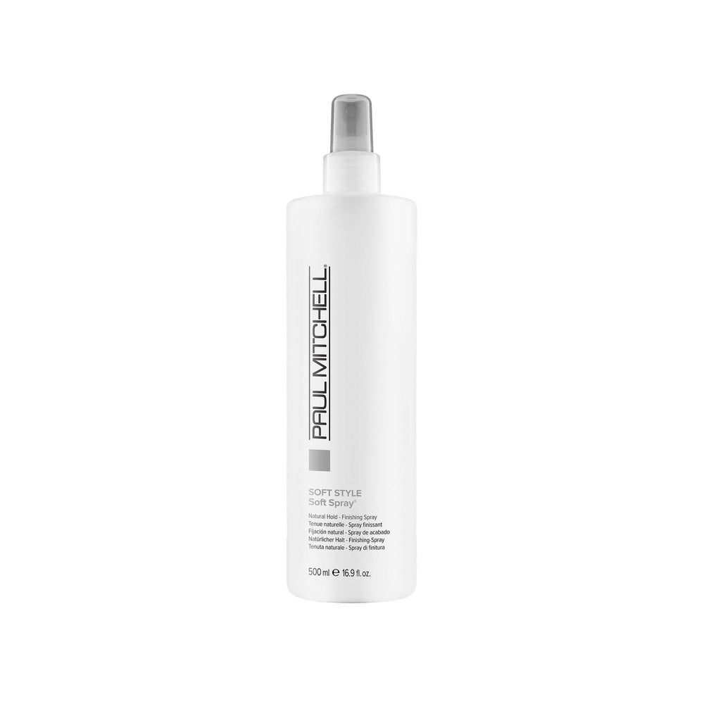 Paul Mitchell Soft Spray 16oz bottle delivers lightweight natural-hold for brushable styles