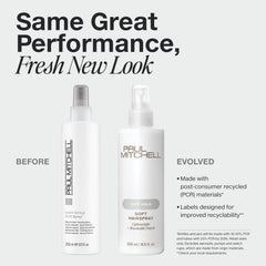 Paul Mitchell Soft Spray mist application shows easy restyling with heat or water