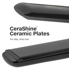 Paul Mitchell Style+ 1-inch ceramic flat iron ceramic-plates-closeup showcases even heat for smooth results.