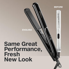 Paul Mitchell Style+ 1-inch ceramic flat iron heat display emphasizes precise temperature control for consistent results.