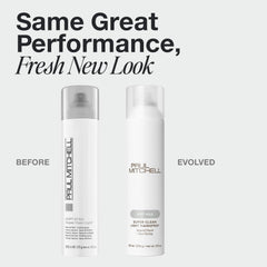 Paul Mitchell Super Clean Light Hairspray dispersion mist provides even coverage with quick-dry action.
