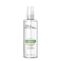 Paul Mitchell Super Skinny Serum bottle shows compact packaging for easy travel styling