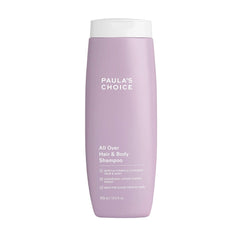 Paula's Choice All Over Hair & Body Shampoo bottle; fragrance-free formula for sensitive skin.