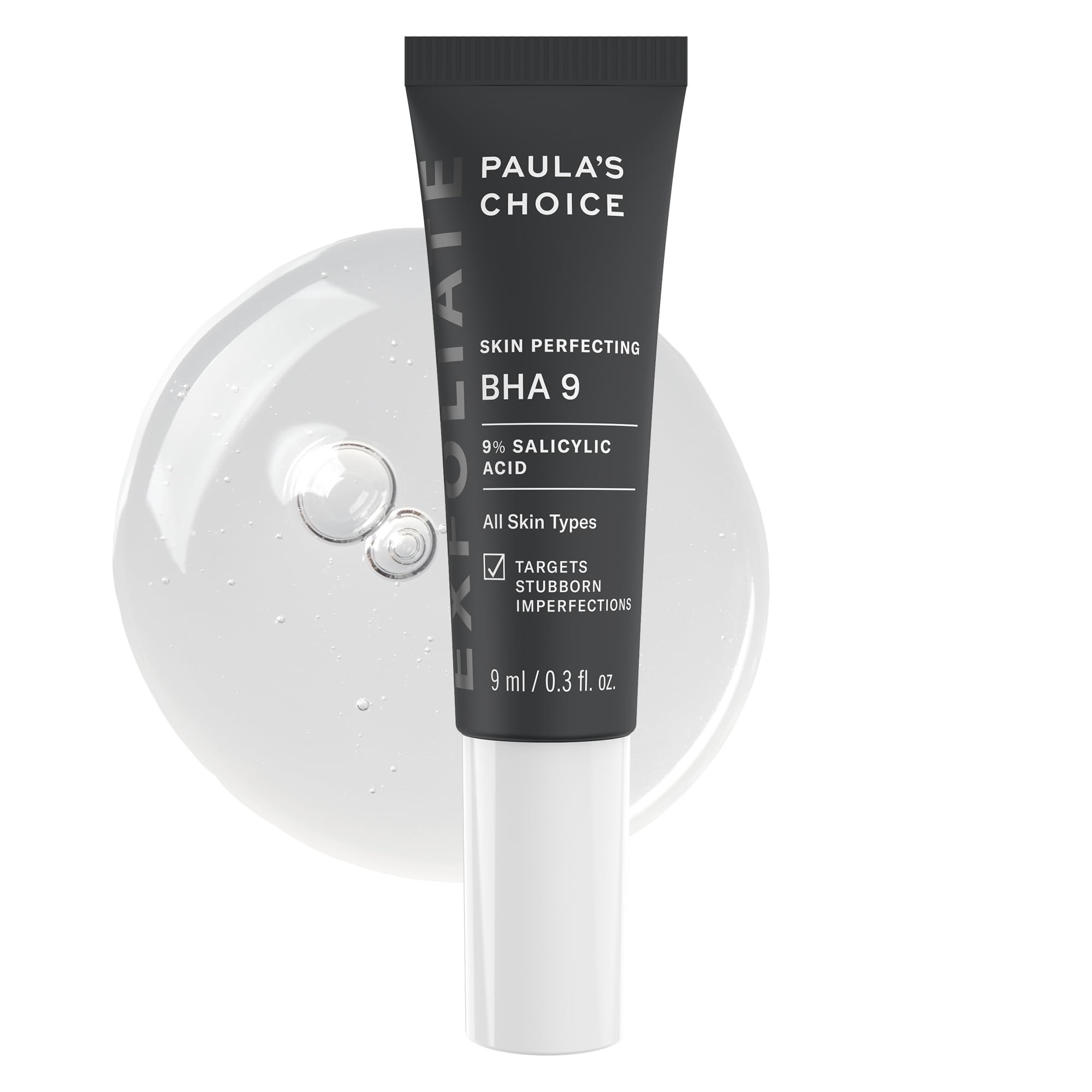 Paula's Choice BHA 9 spot treatment bottle closeup for fragrance-free pore care