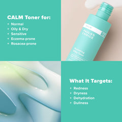 Paula's Choice Calm Milky Toner label highlights fragrance-free formula for rosacea-prone skin.