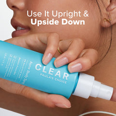 Paula's Choice CLEAR spray mist close-up, fine particles for even application.