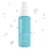 Paula's Choice CLEAR back & body spray bottle front for targeted exfoliation of body pores.