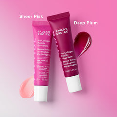 Paula's Choice Pro-Collagen Peptide Gloss Lip Balm close-up reveals glossy finish and fuller-looking lips.