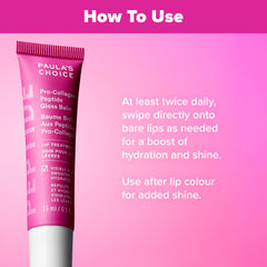 Paula's Choice Pro-Collagen Gloss Lip Balm swatch on lips with shine.