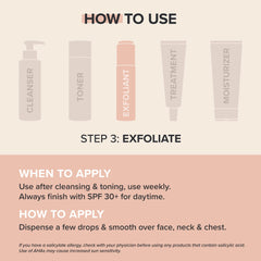 RESIST exfoliant application for evening routine, gentle leave-on formula.