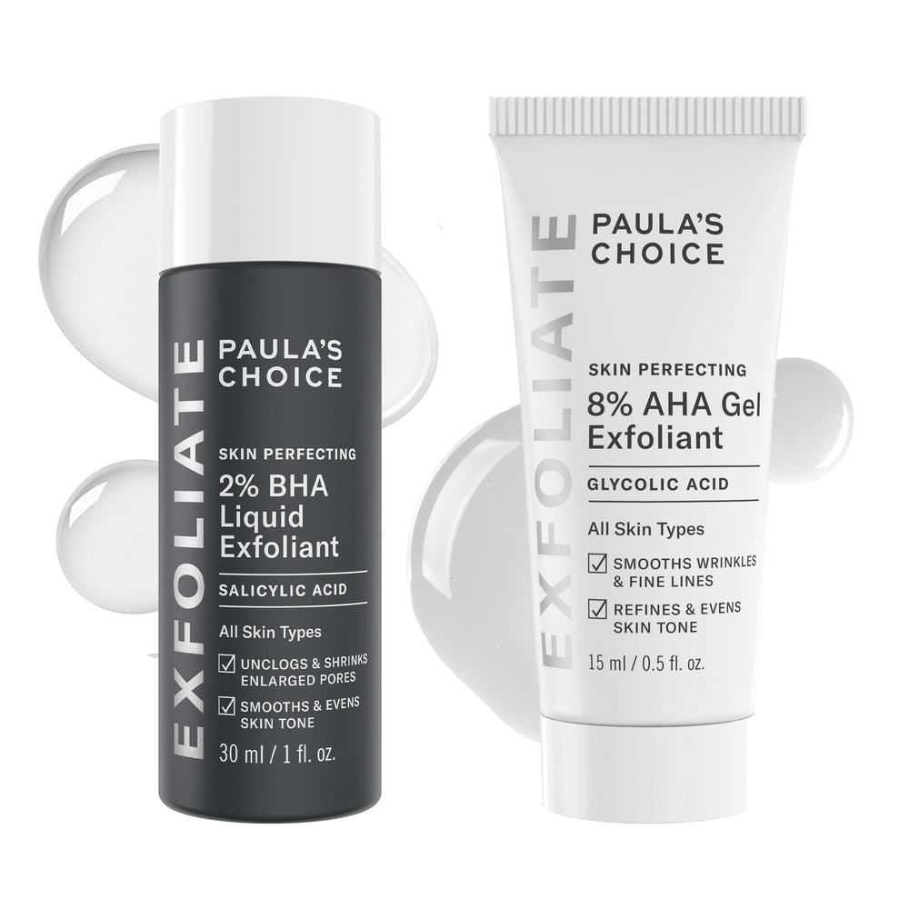 Paula's Choice 8% AHA Gel exfoliant application boosts smoothness and evening skin tone.