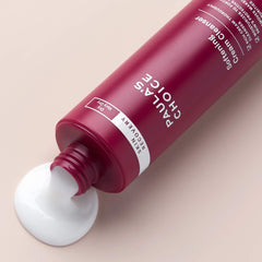 Paula's Choice Skin Recovery Cream Cleanser rinse-close shot illustrating easy makeup removal.