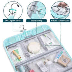 PAVILIA four-compartment bag keeps cosmetics organized.