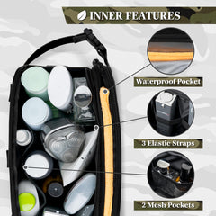 PAVILIA large-capacity travel toiletry storage fits shaving and grooming essentials